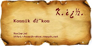 Kossik Ákos névjegykártya